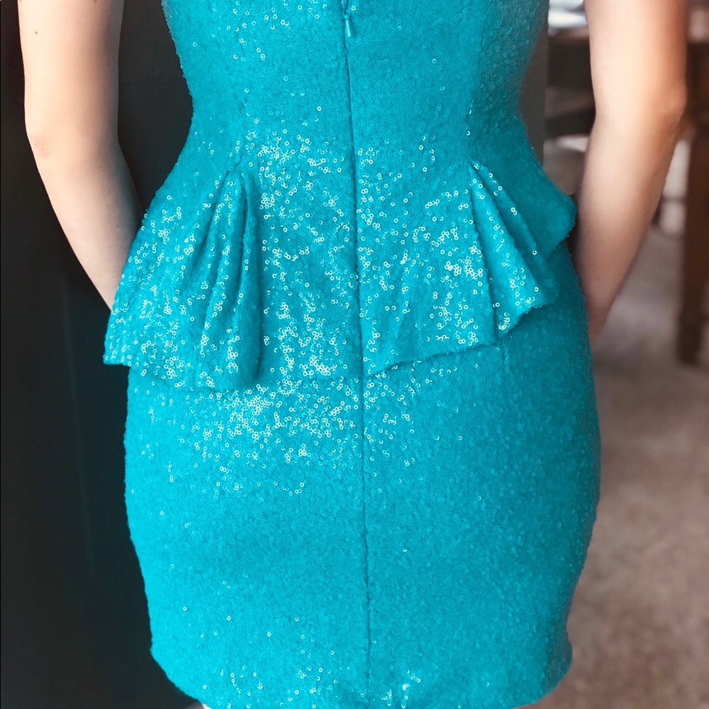 NWT Beaded Teal Cocktail Dress - Picture 3 of 3